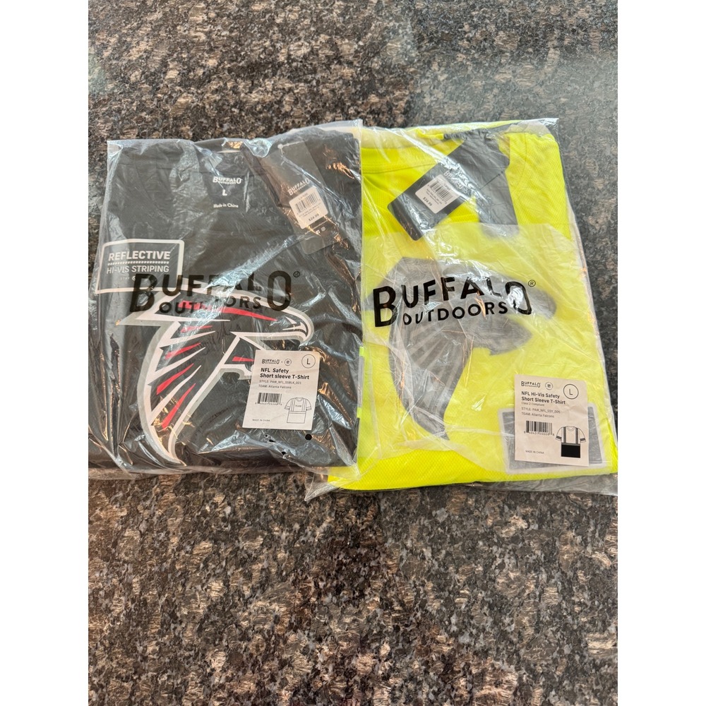 Buffalo Outdoors Atlanta Falcons NFL Safety T-Shirt 2PK Hi-Vis Black Mens Large